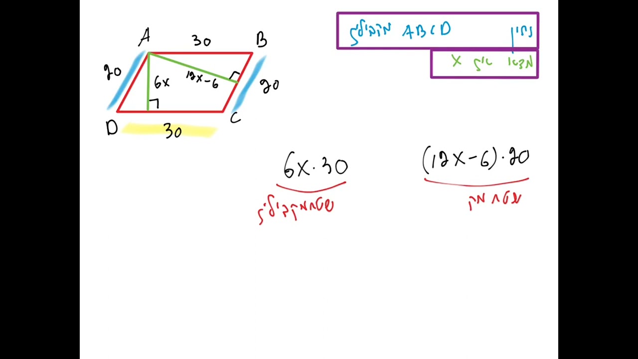 מקבילית - חישוב שטח - בניית משוואה בעזרת x @EranRun