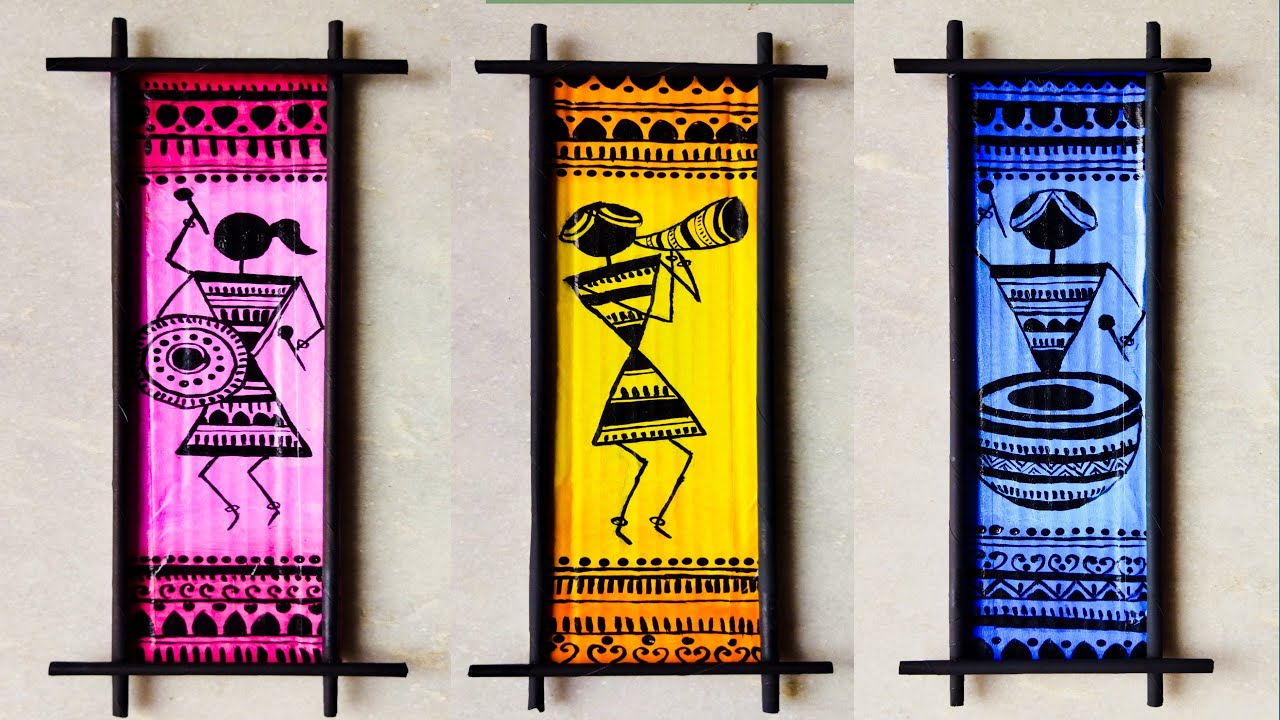 Warli Wall hanging DIY ideas ☺/ How to make Warli Wall hanging/ Warli ...