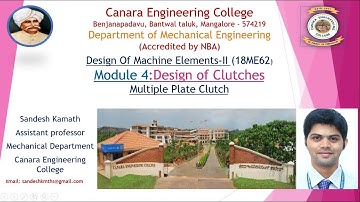 VTU DME II 18ME62 M4 L3 Design of Multiple plate Clutch