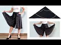 Very easy Divided Skirt / Circular Culotte Trousers Cutting and Sewing | DIY skirt pants