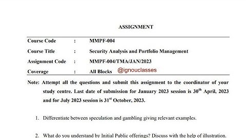 MMPF - 004 Solved Assignment Jan 2023 | July 2023 | MBA | Security Analysis & Portfolio Management