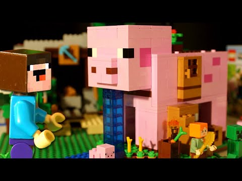 Видео: Дом Свинья и Лего Утопленник для НУБика - LEGO Minecraft 2021