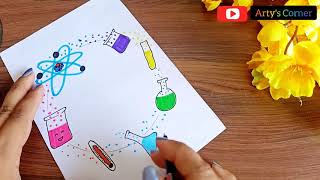 Science Border | Border Design on Paper | Easy Border for Project | Border Design by Arty's Corner