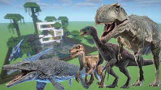 How To Make a Giganotosaurus, Mosasaurus, Therizinosaurus, and Velociraptor Farm in Minecraft PE