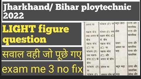 Jharkhand polytechnic important question 2022 | light chapter part 1 #polytechnic
