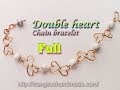 Simple Double heart Chain bracelet with white Synthetic Turquoise Beads - full version ( slow ) 314