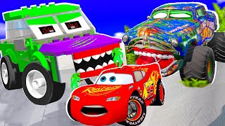 Lightning McQueen and Mater vs LEGO ZOMBIE apocalypse  Pixar cars in  BeamNG.drive