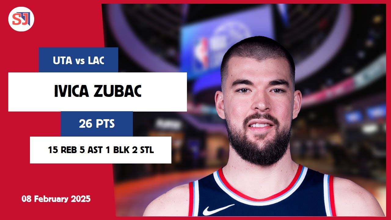 IVICA ZUBAC 26 PTS vs UTA 08 Feb 24-25 LAC Highlights - YouTube