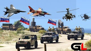 GTA 5 - Convoy Under Fire: Fighter Jets Launch Aerial Assault - Air Battle Rages in the Skies