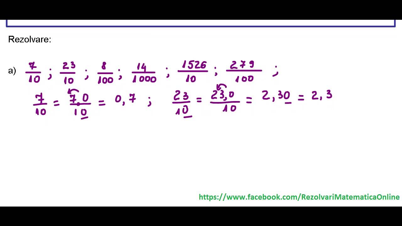 Clasa A V A Fractii Zecimale Exercitiul 1 Youtube