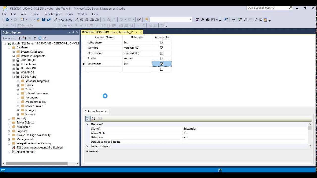 Cómo crear una tabla en SQL Server 2019 - YouTube
