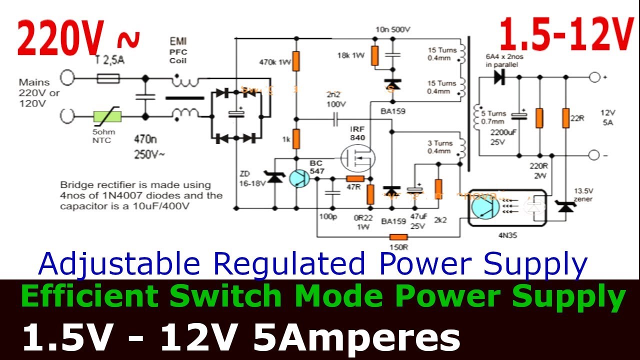 12V 5A switching power supply