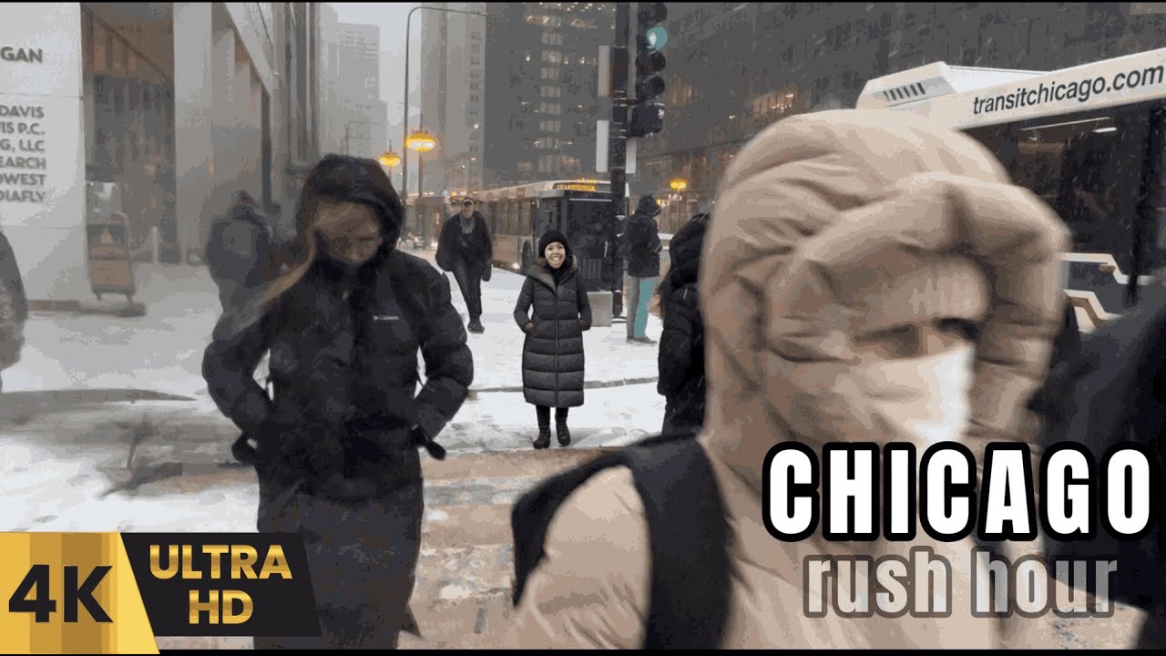 Chicago Snow Storm Morning Rush Hour January 16, 2026 4K