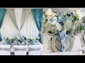 BABY BLUE AND SILVER WEDDING THEME DECOR | TABLESCAPE AND BACKDROP  DESIGN SETUP.