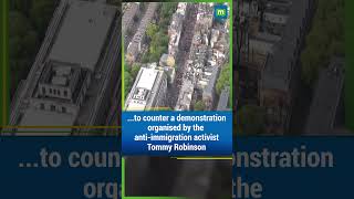 Aerial View Of Counterprotesters As Thousands March In London Against Demonstration