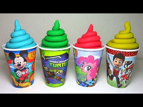 Play Doh Ice Cream Cupcakes Surprise Eggs Toys My Little Pony Pocoyo Mickey Mouse Creative for kids
