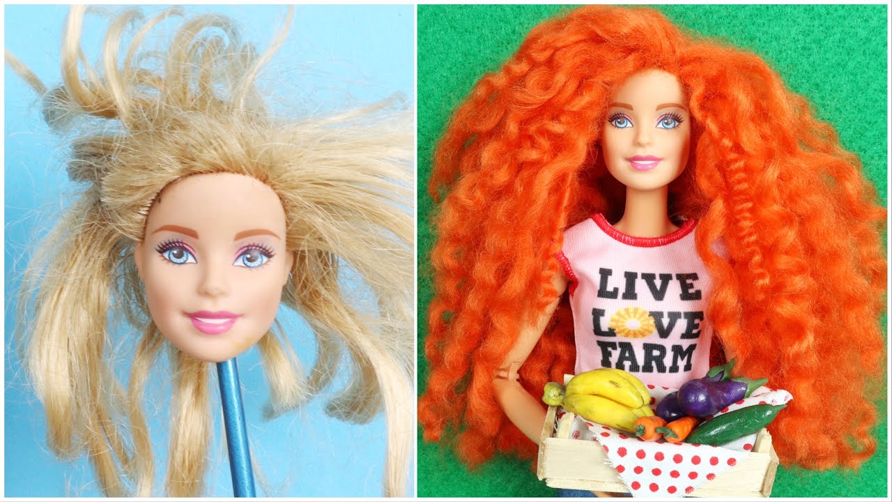 KIVIRCIK KIZIL SAÇLI ÇİFTÇİ BARBIE NASIL YAPILIR? KENDİN YAP Doll Hacks and  Crafts ~ DIY Hairstyles