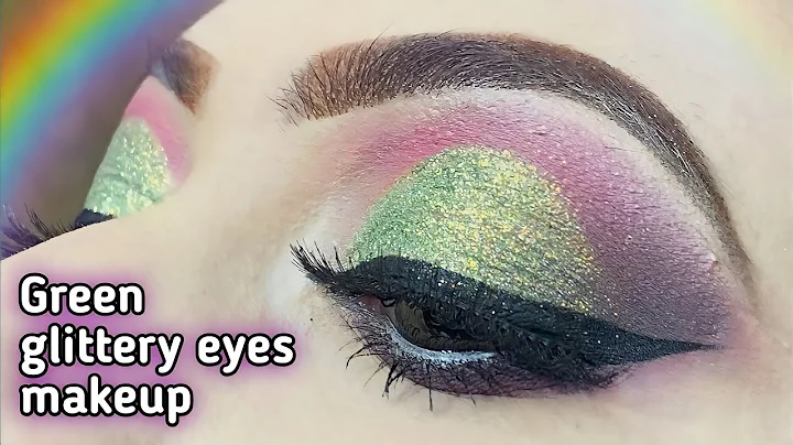 how to apply glitter on eyes | Sparkly Green glitt...
