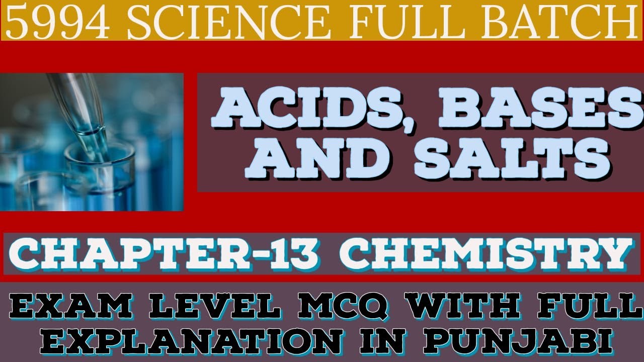 Acids, Bases and Salts in punjabi Science Most Important MCQ, Chemistry