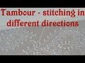 Tambour embroidery stitches in different directions.