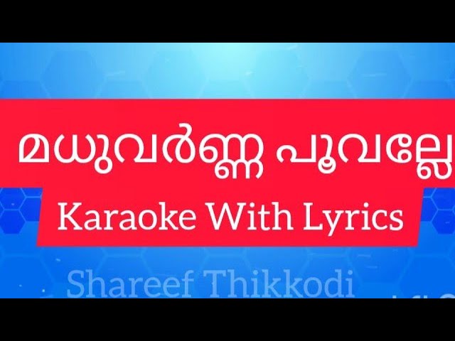 Madhuvarna poovalle Karaoke with Lyrics class=