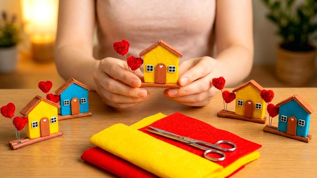 No Wood House! Turn Felt into a Beautiful Handmade Gift 🎁 | Easy DIY Room Decoration 🏠❤️ 