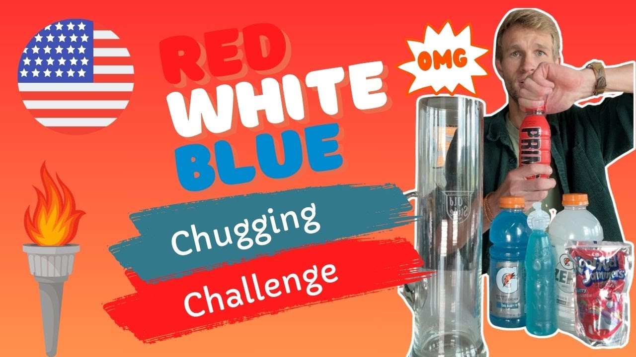 Fastest Chugger Chugs MASSIVE 50oz Mix of Red White & Blue Drinks for ...