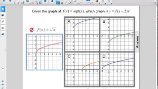 Algebra I Non Linear Functions Transformations Pt 3 Q87