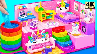 How To Make Pink Unicorn House with Cutest Bed, Rainbow Slime Well from Clay ❤️ DIY Miniature House