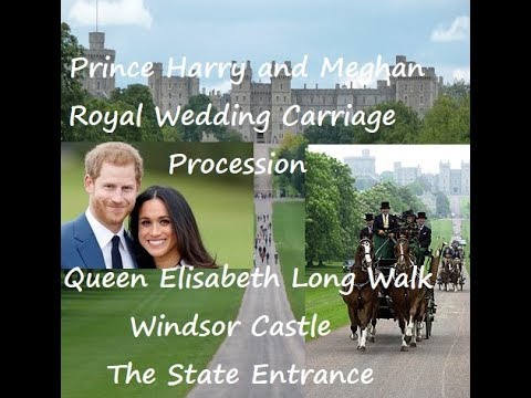 Royal Wedding Carriage Procession of Prince Harry and Meghan Markle. The Long Walk - State Entrance.