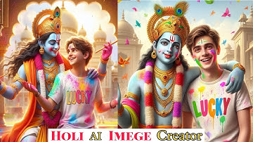 Krishna Ji Ke Sath Holi 3d Image Kaise Cartoon kre | Holi Imege Create Bing