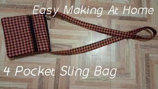 4 Pocket Sling Bag /Easy Making At Home #craft #diy #bages #wallcraft