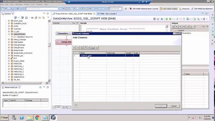 SAP HANA - SQL Script View