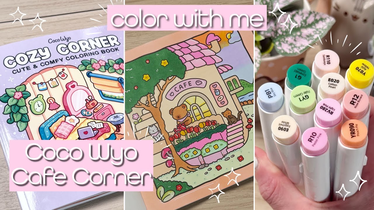 Color with Me: Coco Wyo 'Cozy Corner' | Cafe Coloring Page | Ohuhu Markers & more | asmr + music🎶