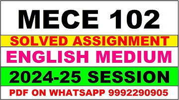 mece 102 solved assignment 2024-25 | mece 102 solved assignment in english 2025 | mece 102 2024-25