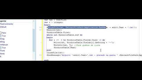 Exportando tabela para arquivo txt  - Delphi 10.3