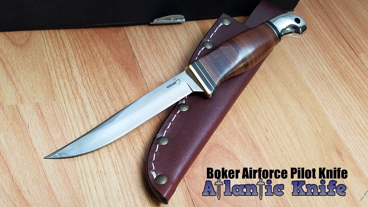 BOKER PLUS AIRFORCE PILOT SURVIVAL FIXED SK5 CARBON STEEL LEATHER KNIFE