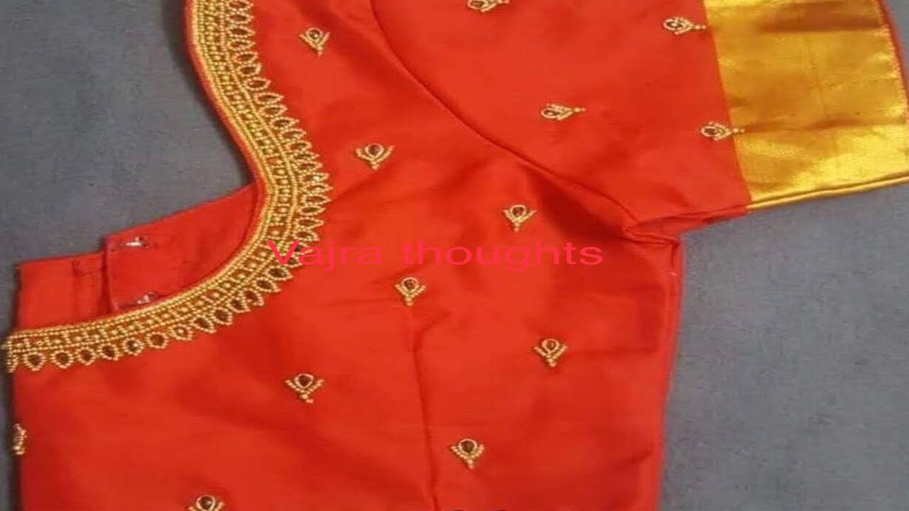 Neckline blouse design using normal needle same like aari/maggam ...