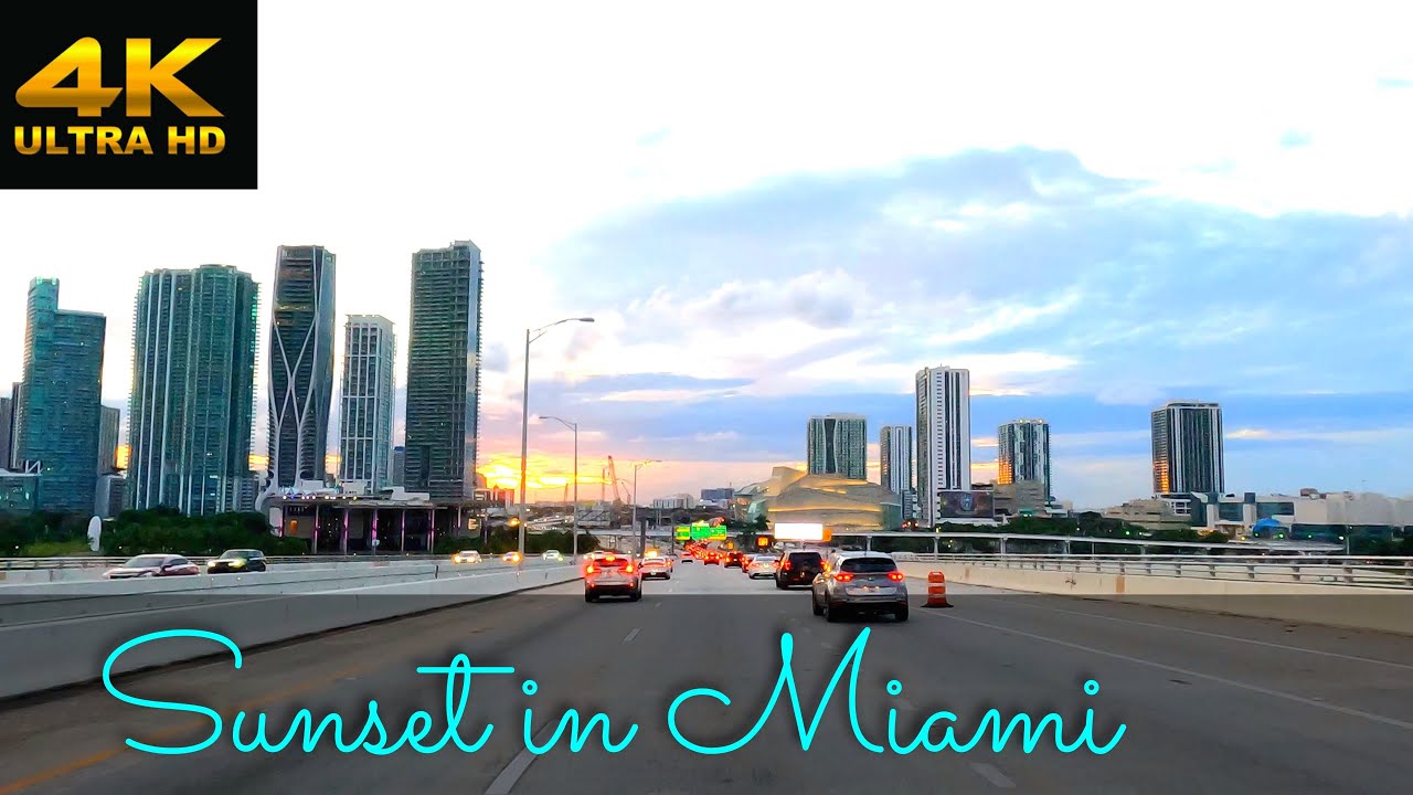 Sunset in Miami, Florida - 4K Dash Tour (with Music)🌴🏖️🔥👙😎