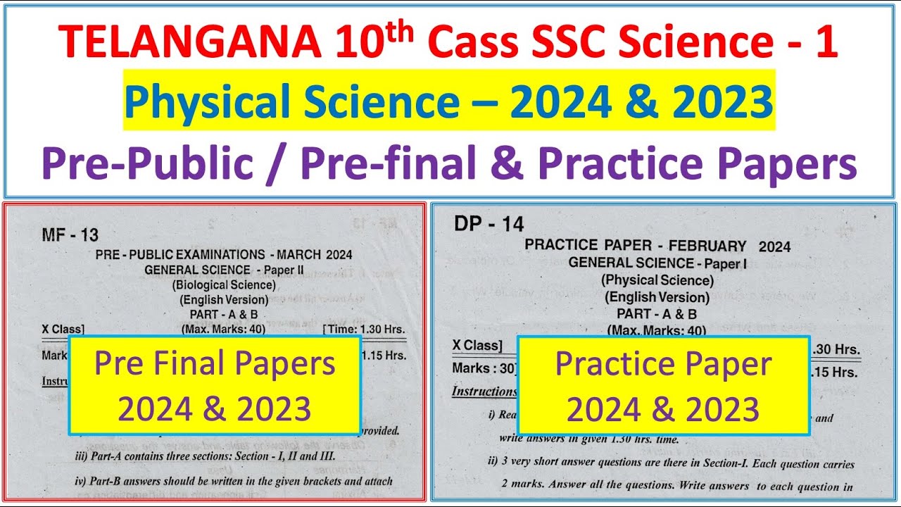 10th class Physical Science 2024 Pre Final question paper Telangana TG ...