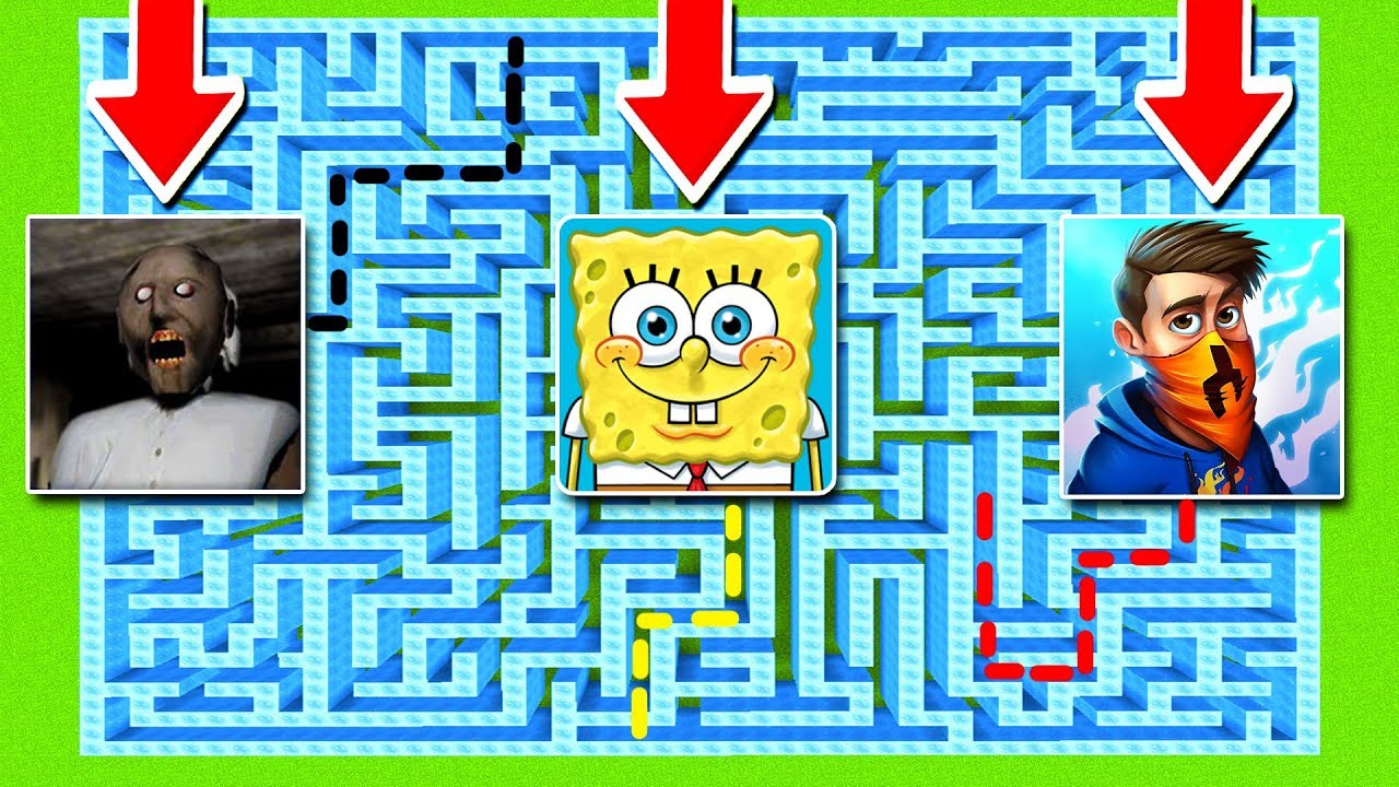 ⁣Minecraft PE : DO NOT CHOOSE THE WRONG MAZE! (Spongebob, PrestonPlayz & Granny)