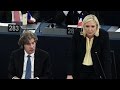 French far right’s Marine Le Pen clashes with Hollande and Merkel at European Parliament