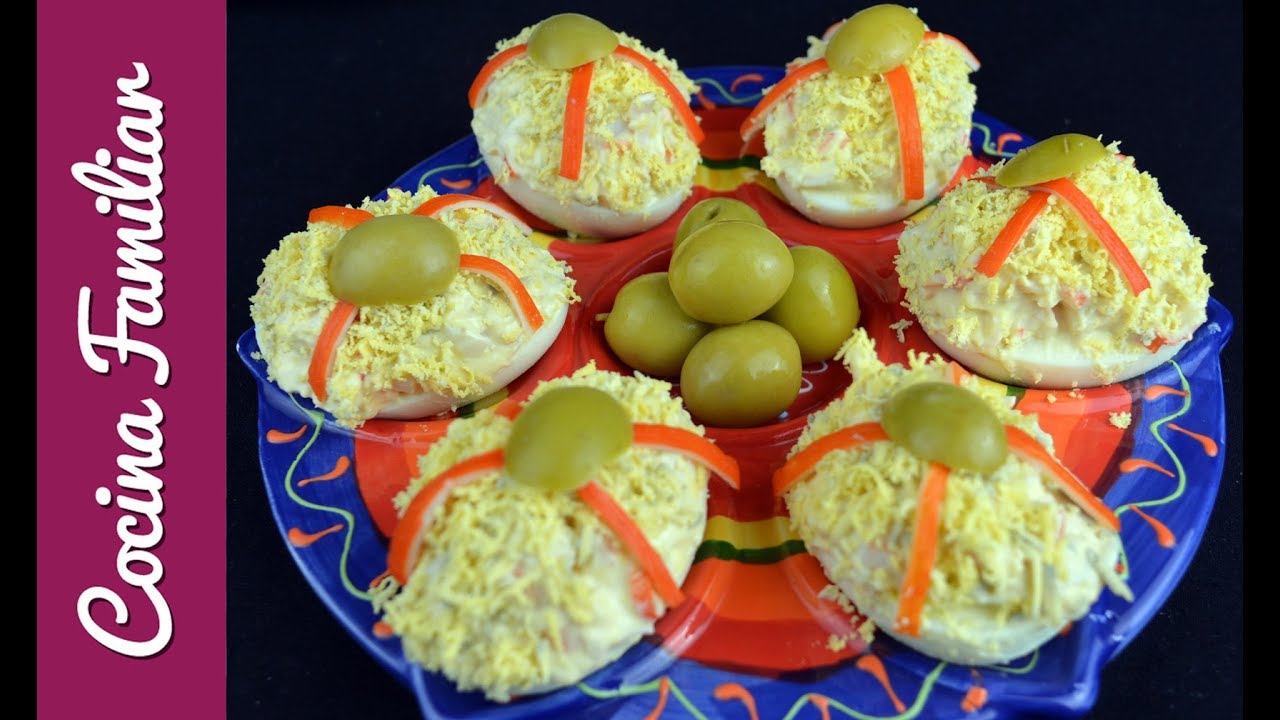 Receta de huevos rellenos con marisco y con truco. Recetas caseras paso a paso de Javier Romero