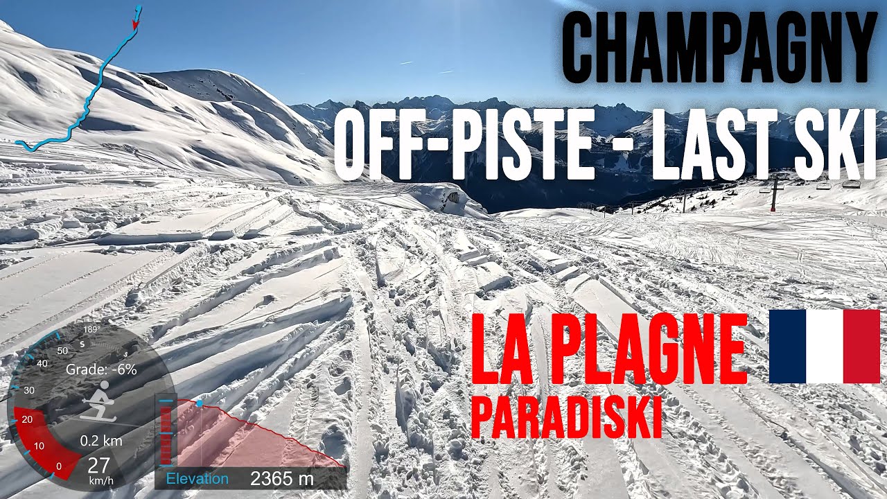 [4K] Skiing La Plagne, Last Ski at Champagny - Off-Piste - On-Piste, Paradiski France, GoPro HERO11