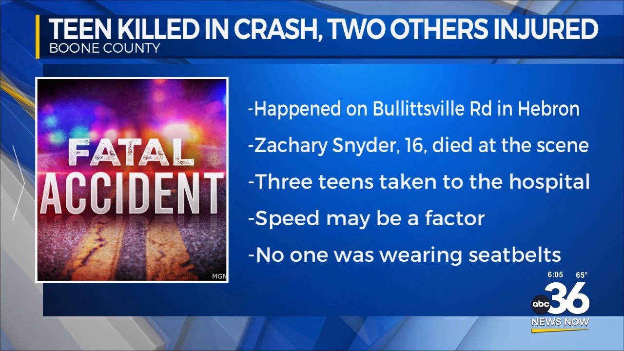 Teen killed and two others injured in crash - YouTube