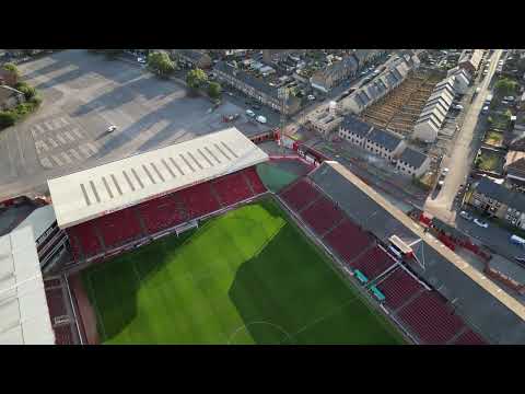 Above Oakwell Stadium during the Solar Eclipse - Drone 4K