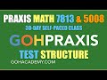 GOHPRAXIS  ~ PRAXIS 7813 &amp; 5008 MATH TEST STRUCTURE and SCORE REPORT ANALYSIS ~ GOHacademy.com