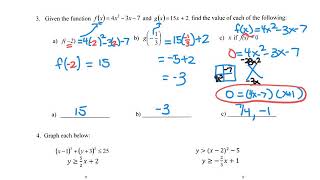 Algebra 2 - Final Exam Open Ended Review