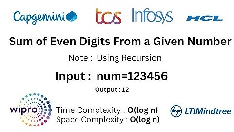 DSA Question 08 || Sum of even digits from a given number || Placement Interview Questions 