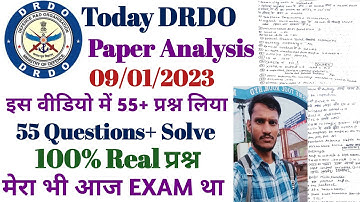 Today -DRDO Paper Analysis | DRDO -Paper Analysis 55+ Questions | paper Analysis DRDO exam 2023 | EM